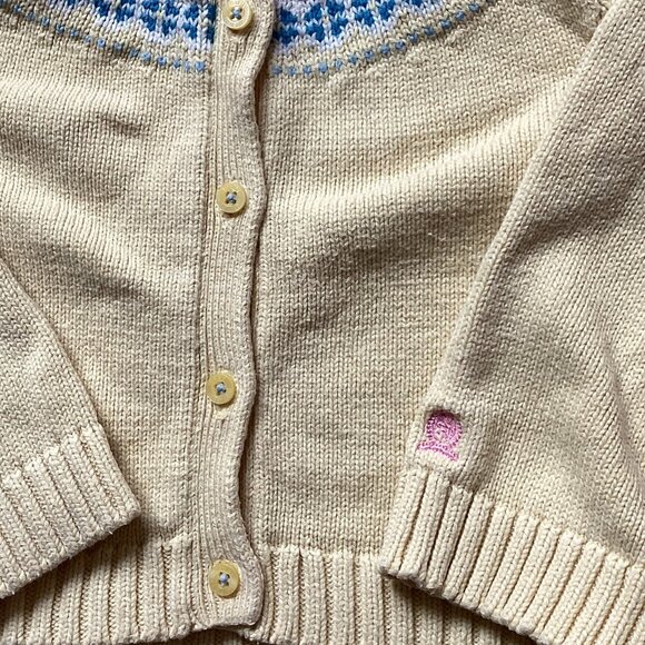2 Vintage Tommy Hilfiger Baby Yellow Cardigans Fair Isle Pattern Cotton Wool - Picture 4 of 7
